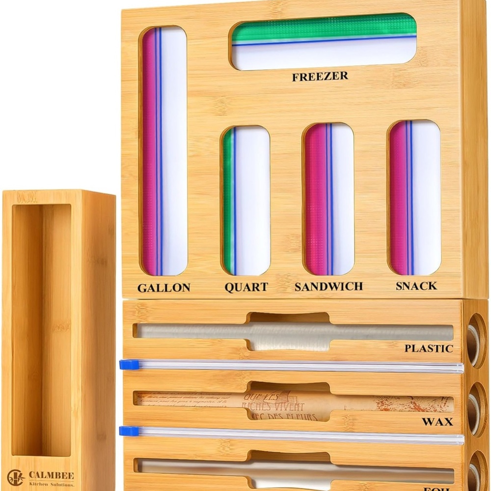 Bamboo Kitchen Wrap Organizer
